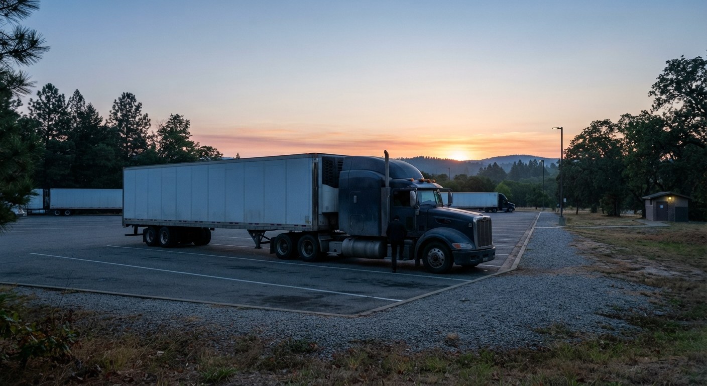 A TRUCKING BY THE TONS LLC truck loading at night